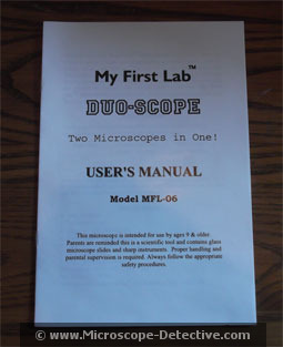 The My First Lab Duo-Scope microscope manual - www.microscope-detective.com/my-first-lab-microscope.html